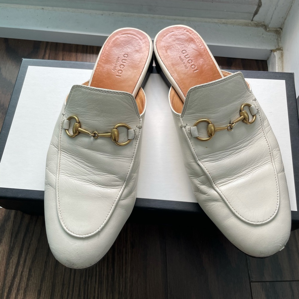 Gucci white leather Mule size 38 us 8